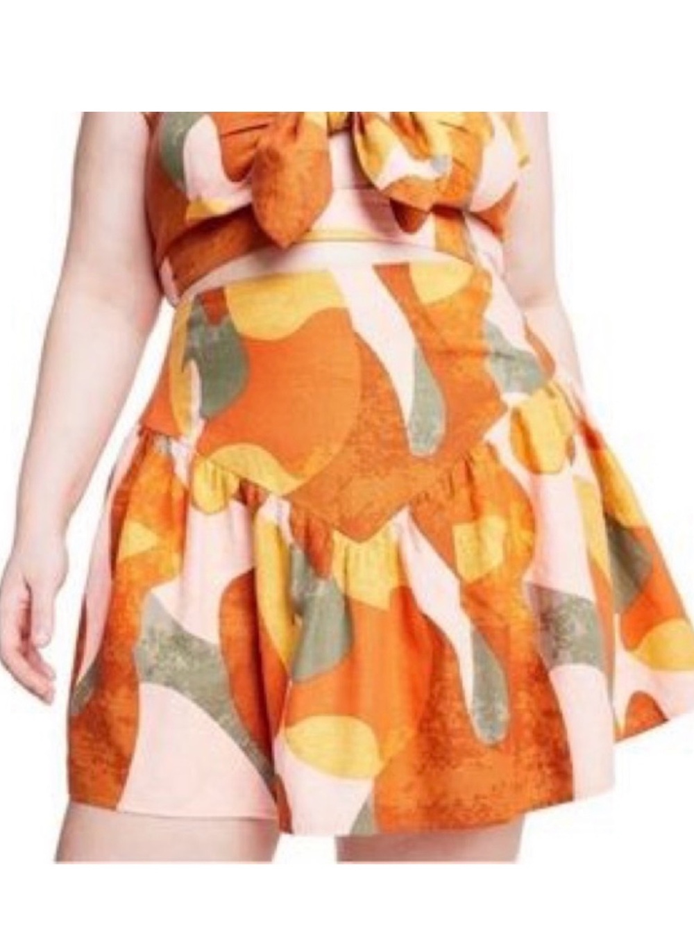 Fe Noel Abstract Print Flared Mini Skirt, Size 12